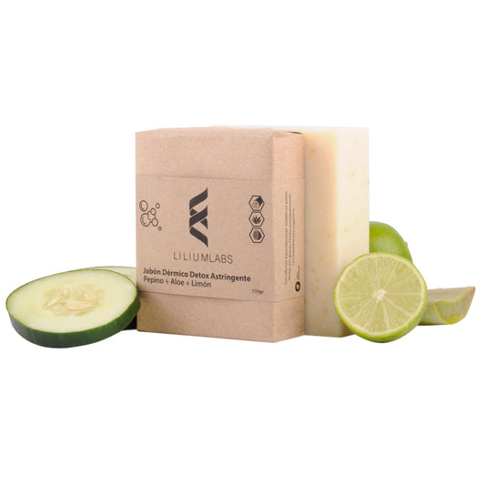 Jabón Dérmico Detox Astringente Pepino + Aloe + Limón