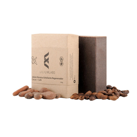 Jabón Dérmico Exfoliante Regenerador Cacao + Café